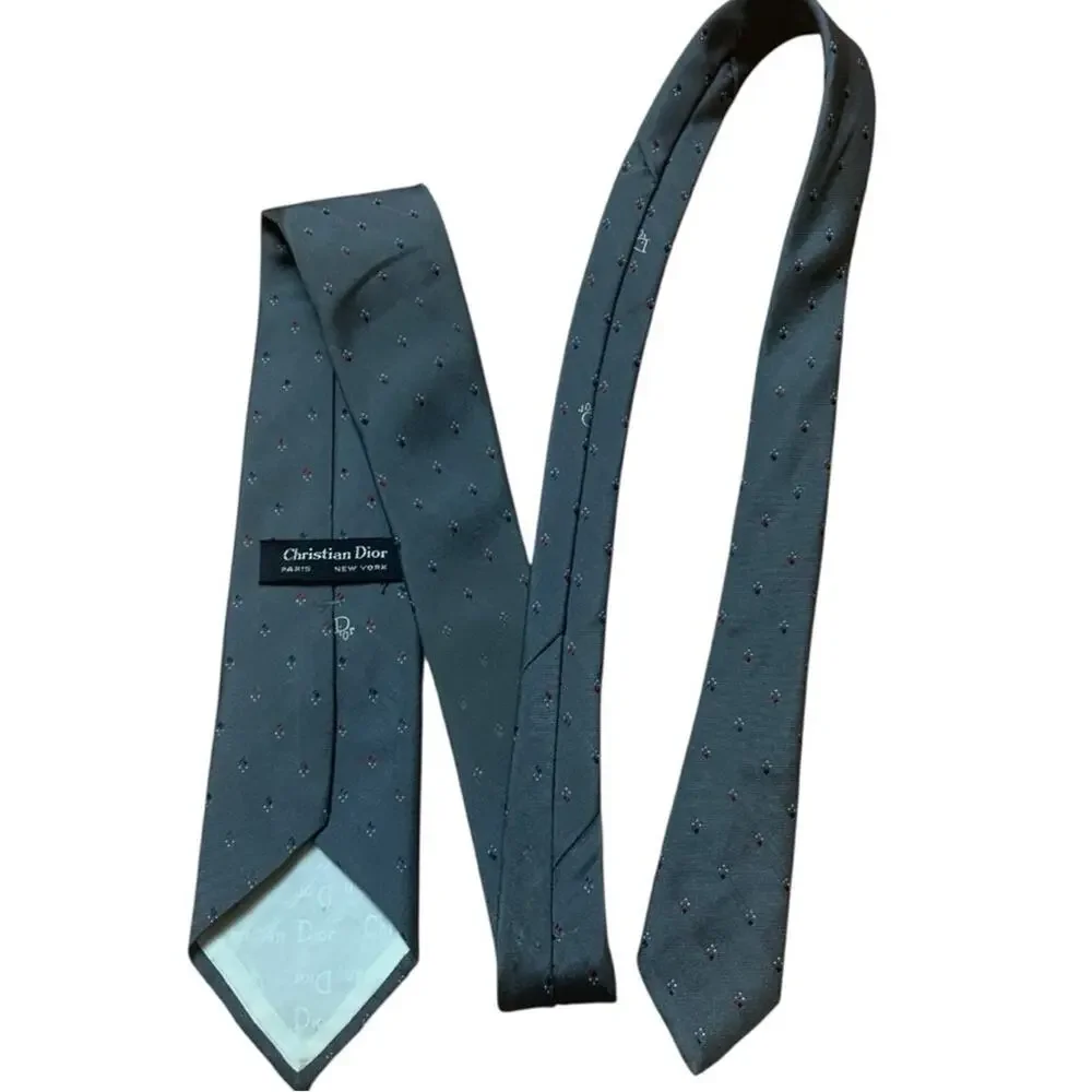 Dior Elegant Gray Tie with Blue and Red vintage